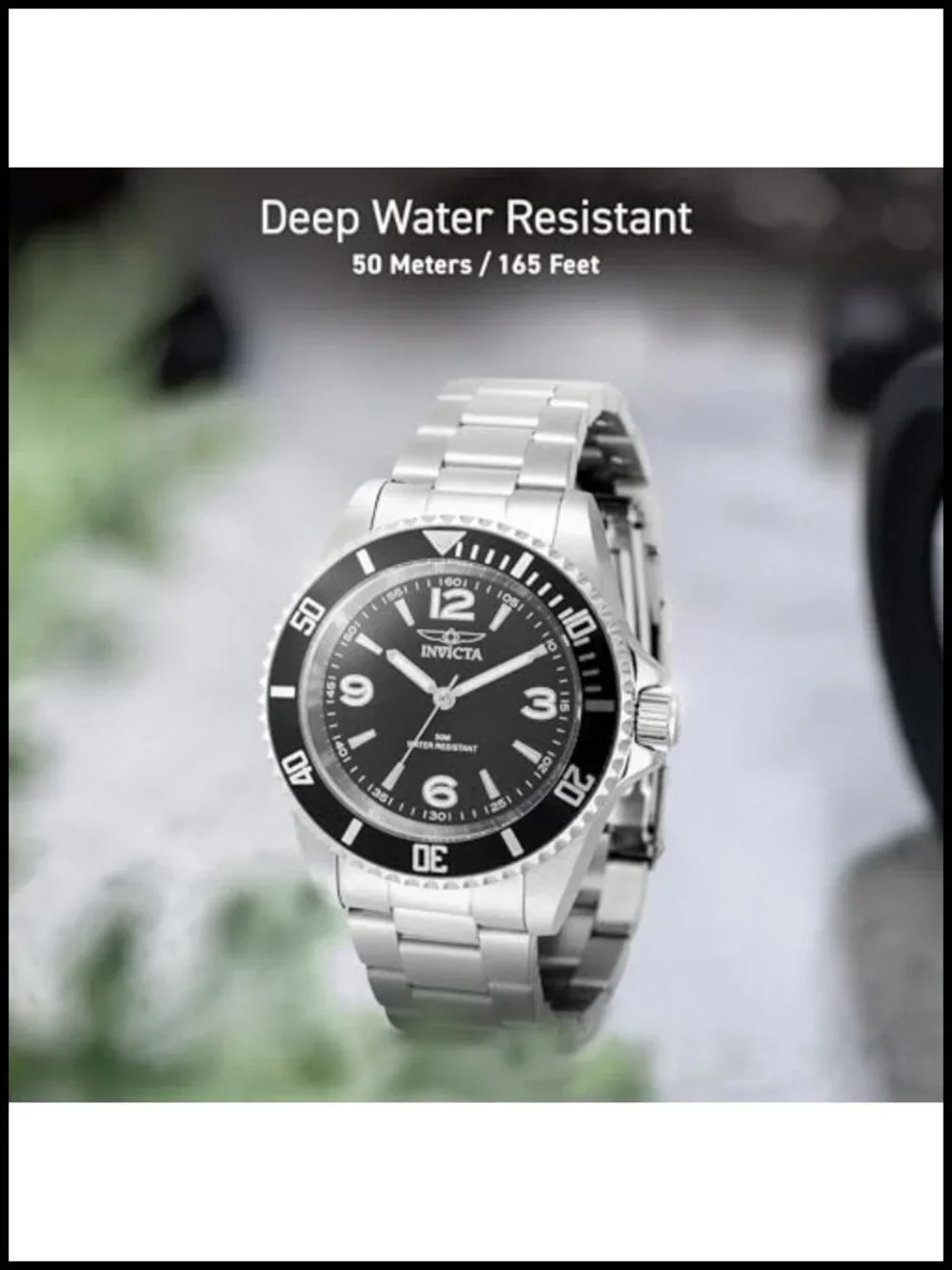 Mens 40mm Stainless Steel Quartz Watch 50m Water Resistant